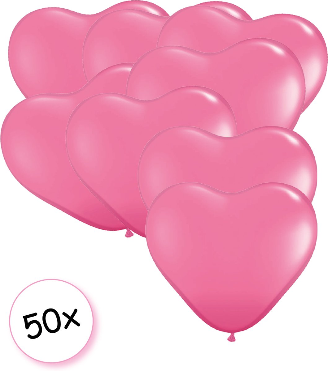 Ballonnen hartjes roze 50 stuks 26 cm